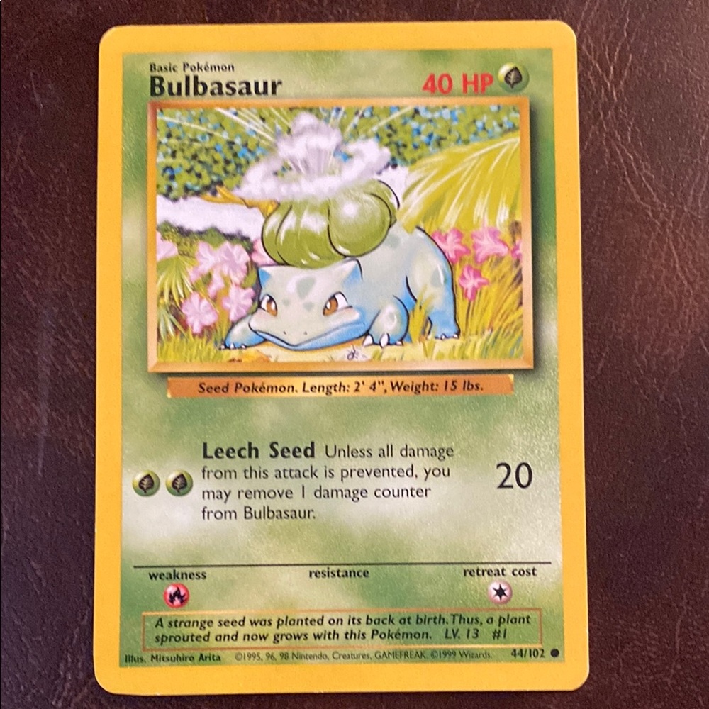 * RARE Pokémon TCG Bulbasaur Base Set 44/102 Regular 1st Edition Common